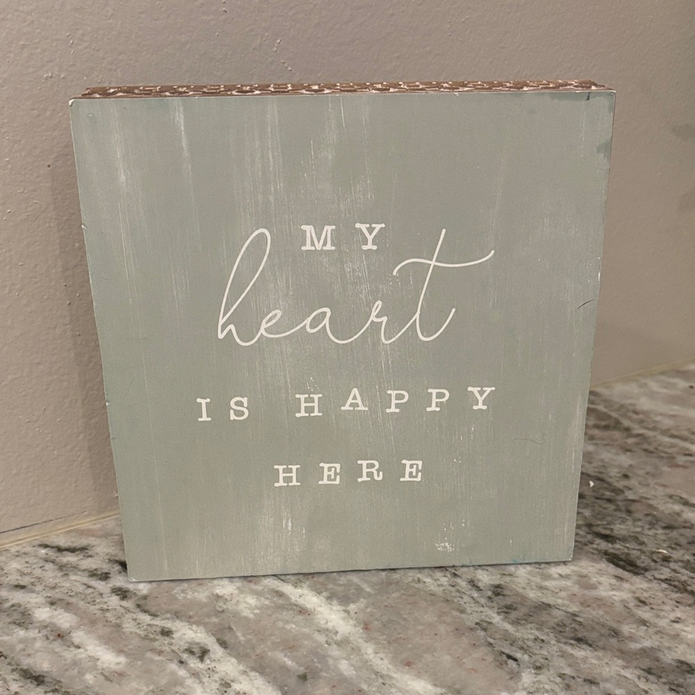 My Heart Is Happy Here Wooden Sign - Sage Green